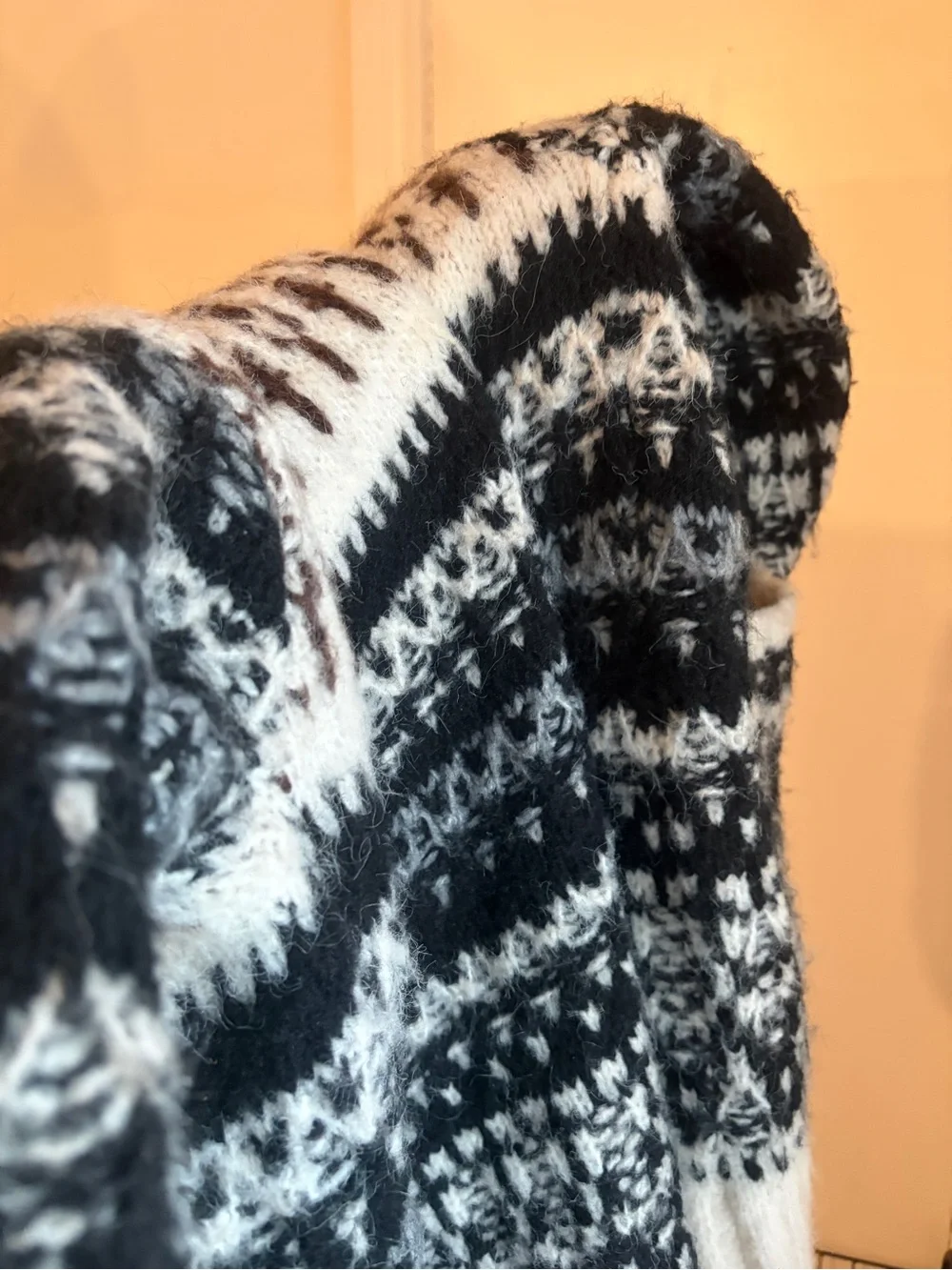 eesome Open-Front Fair Isle Cardigan in Cream, Brown, and Black - Picture 13 of 13